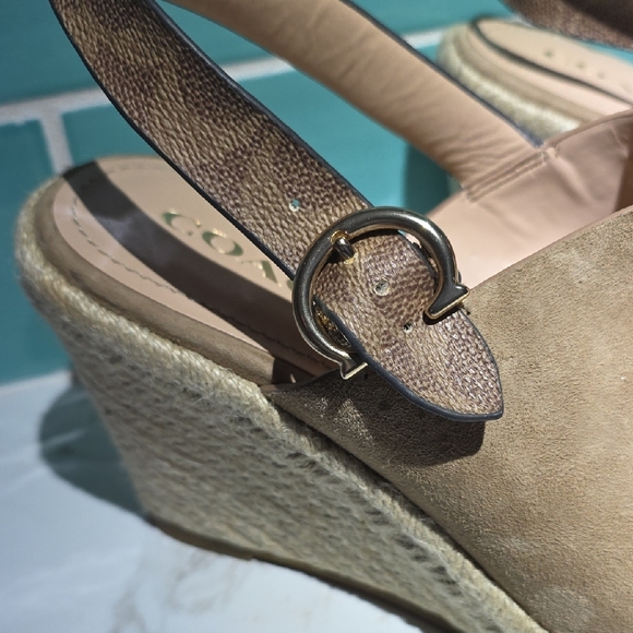 1- Coach Beige Espadrille Wedges - Picture 3 of 9